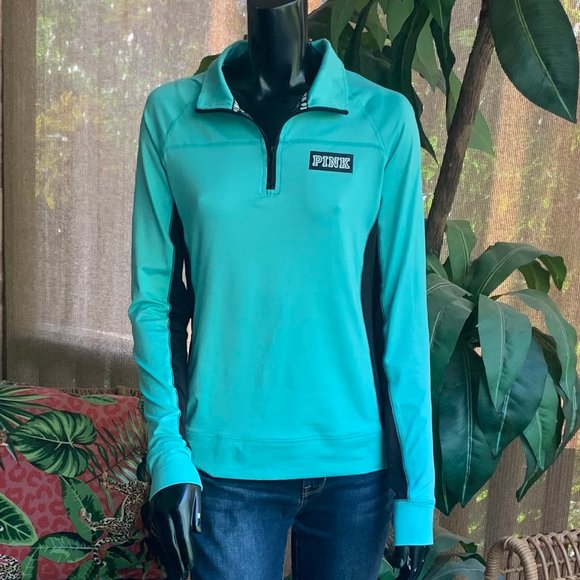 PINK Victoria's Secret Tops - PINK Victoria's Secret Ultimate Zippered V-Neck Long Sleeve Pull Over Top